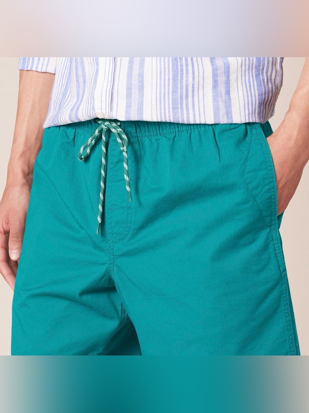 Amazon Essentials Teal Flat-Front Drawstring Shorts